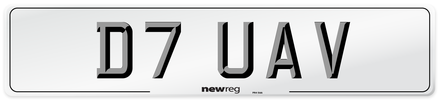 D7 UAV Number Plate from New Reg